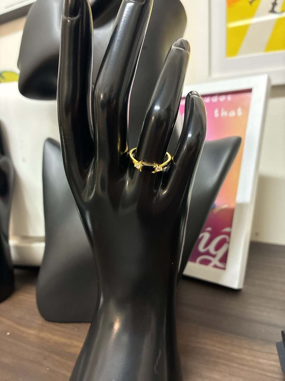 Y2K Black Onyx Baguette Gold Plated 925 Sterling Silver Ring